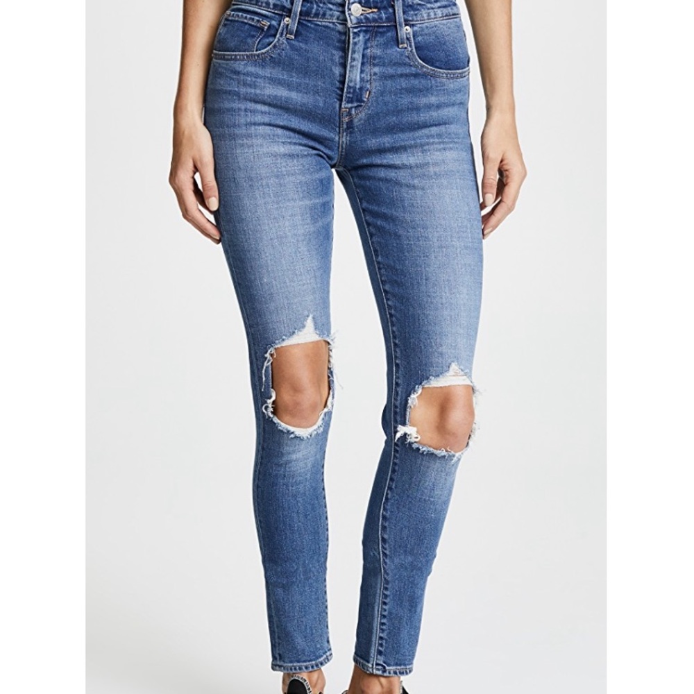 Levis 721 high rise distressed skinny jeans